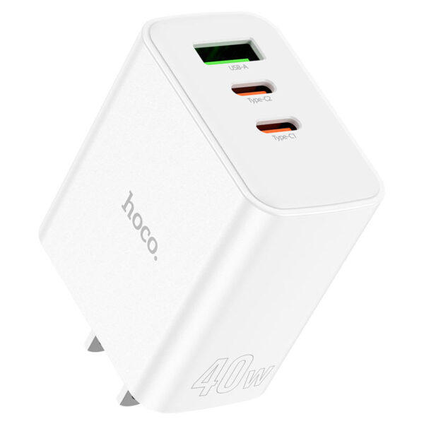 Adaptador Hoco C126 40W 2 TIPO C 1 USB 3 puertos - Imagen 2