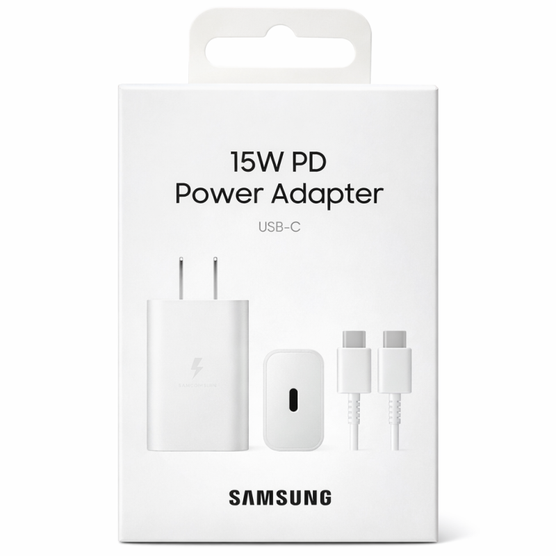 Cargador Samsung 15W USB-C con Cable Tipo C – Adaptador de Carga Rápida Compatible Galaxy Blanco