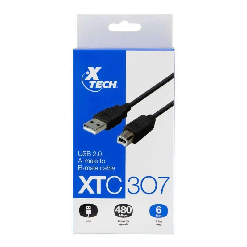 Cable USB 2.0 Impresora Macho B -Macho M XTECH 6 pies XTC-307 | XTECH XTC-307