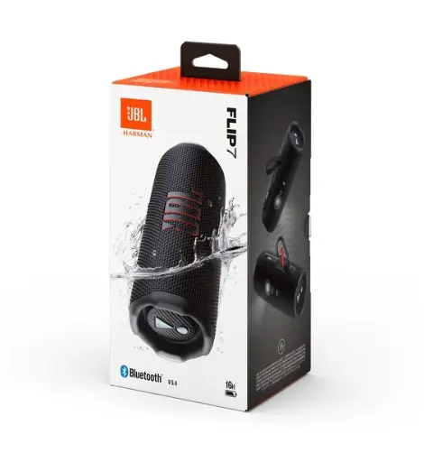 Bocina Bluetooth Portátil JBL Flip 7 Original - Black (Negro) | Sonido JBL Pro con AI Sound Boost, IP68 Impermeable/Antigolpes, hasta 16h, Auracast, USB‑C