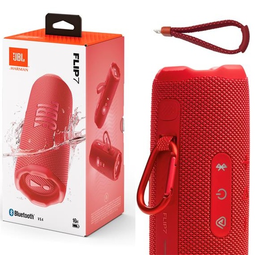 Bocina Bluetooth Portátil JBL Flip 7 Original - Red (Rojo) | Sonido JBL Pro con AI Sound Boost, IP68 Impermeable/Antigolpes, hasta 16h, Auracast, USB‑C