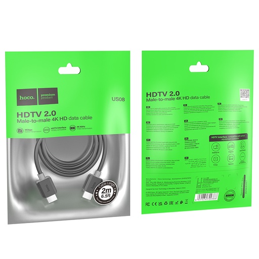 CABLE HDMI HOCO US08 HDTV 2.0 male-to-male 4K HD