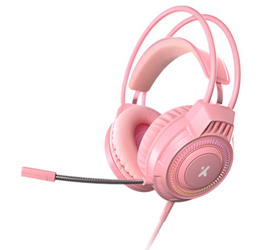 Khione | Audífonos estéreo multiplataforma con iluminación LED para videojuegos XTH-564 Xtech Hdst Gaming Pink Wrd Light 3.5mm+USB XTH-564