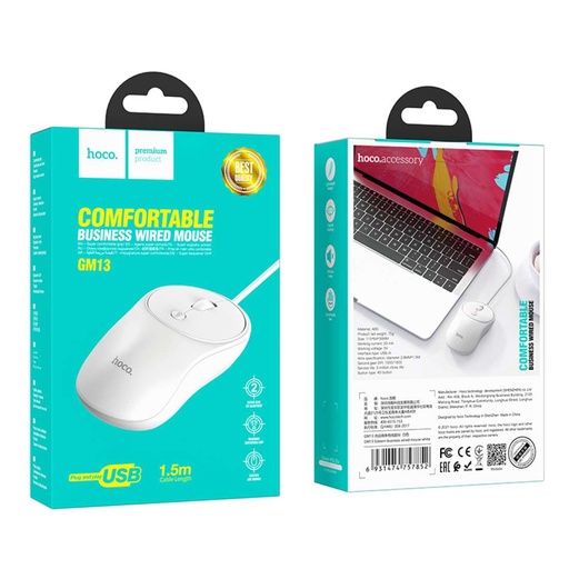 Mouse Hoco GM13 de cable, Óptico 1200 DPI con Cable USB