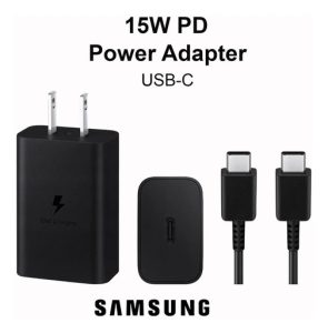 Cargador Samsung 15W USB-C con Cable Tipo C – Adaptador de Carga Rápida Compatible Galaxy Negro