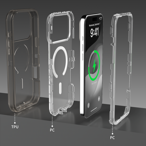 Cover iPhone Defender 360 MagSafe Antigolpes – Case Transparente Protección Total (13promax, NEGRO) - NEGRO: 13promax,