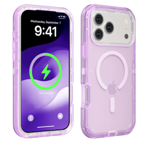 Cover iPhone Defender 360 MagSafe Antigolpes – Case Transparente Protección Total (16, MORADO) - NEGRO: 16,