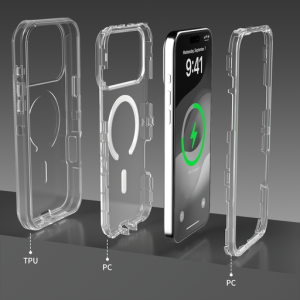 Cover iPhone Defender 360 MagSafe Antigolpes – Case Transparente Protección Total (16 PRO, Transparente) - COLOR: