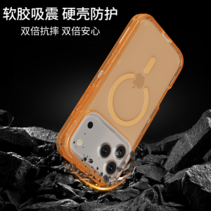 Cover iPhone Defender 360 MagSafe Antigolpes – Case Transparente Protección Total (17PRO, NARANJA) - NEGRO: 17PRO,