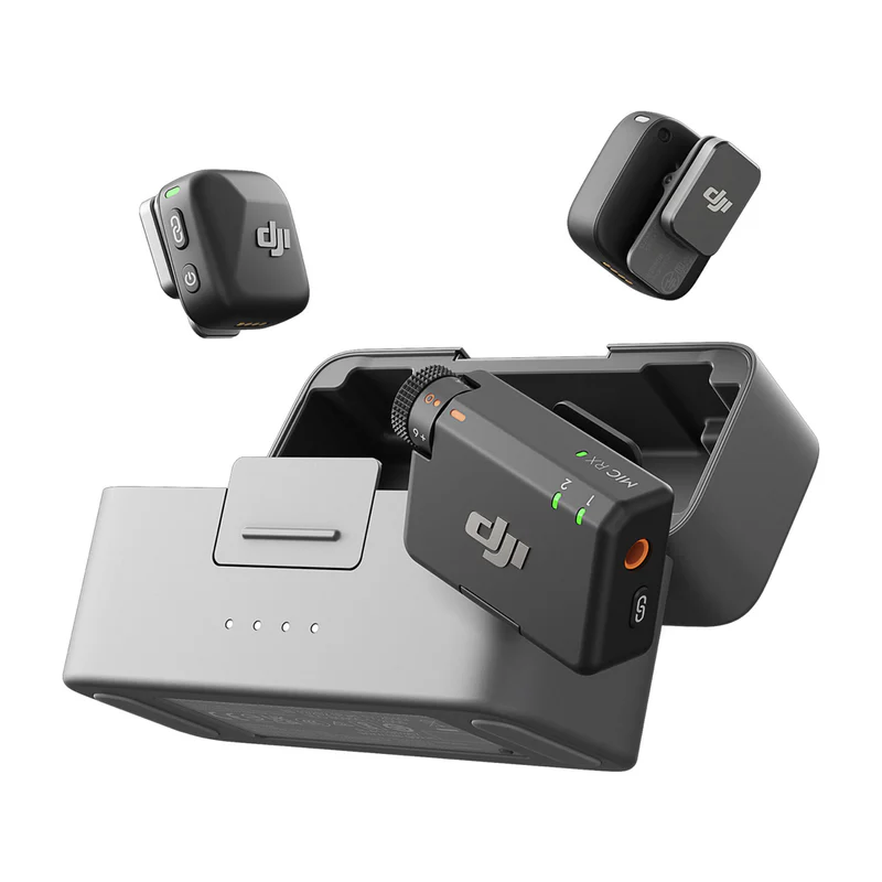 DJI Mic Mini (2 TX + 1 RX + estuche de carga) Micrófono inalámbrico Lavalier, ultraligero, paquete de batería de 48 horas, 2 micrófonos de solapa