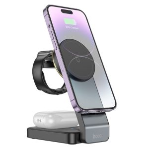 Cargador Inalámbrico Magnético CQ3 HOCO para Moto 3 en 1 Plegable – Base de Carga Rápida
