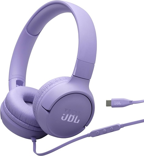 Audífonos On-Ear JBL Tune 520C USB-C con Micrófono y Sonido Pure Bass (LILA) - Colores: LILA