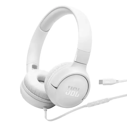 Audífonos On-Ear JBL Tune 520C USB-C con Micrófono y Sonido Pure Bass (BLANCO) - Colores: BLANCO