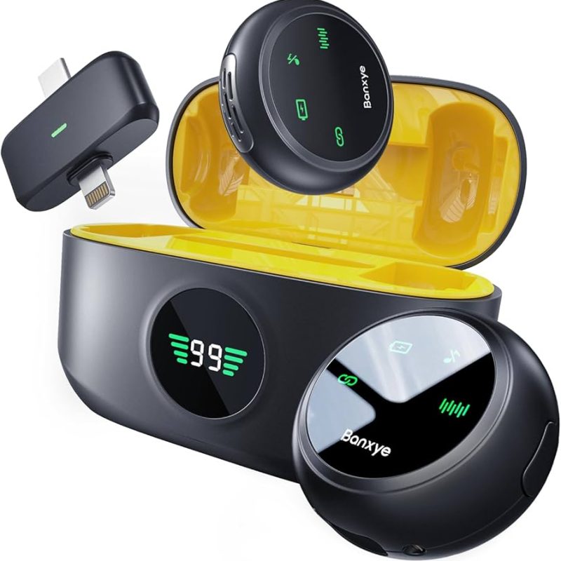 K31pro Micrófono inalámbrico de solapa para iPhone Android, 2 en 1 magnético y solapa de abrazadera,