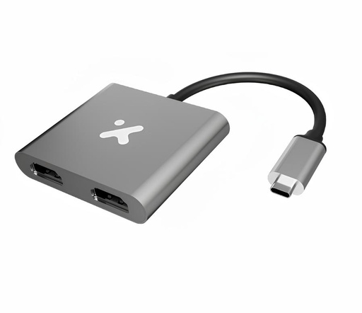 Adaptador Convertidor Hub USB Tipo C a 2 HDMI 4K Xtech XTC-648