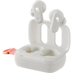 Audífonos Inalámbricos Skullcandy Dime 3 - Bluetooth True Wireless con Micrófono y Estuche de Carga - Bone Orange Glow- Blancos
