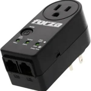 Forza Surge Zion 2K10 - Supresor de sobrevoltaje - 110V US - 1 RJ45 - 1 Salida - Rango de Voltaje 90-140 VAC - Proteccion de Picos IMAX 18000A - Color Negro