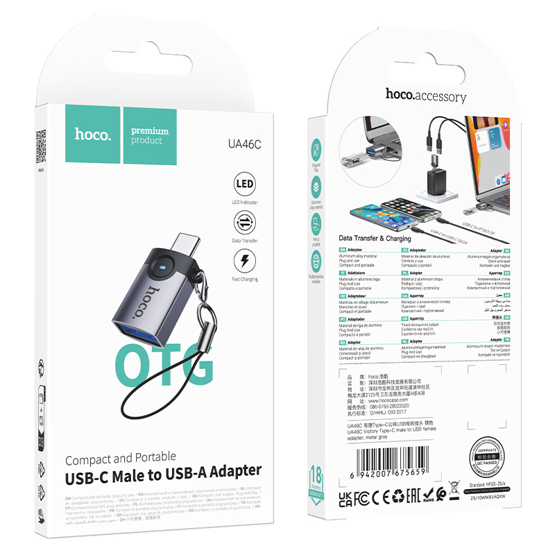[ua46c] Adaptador Hoco UA46C Victory USB-C Macho a USB Hembra
