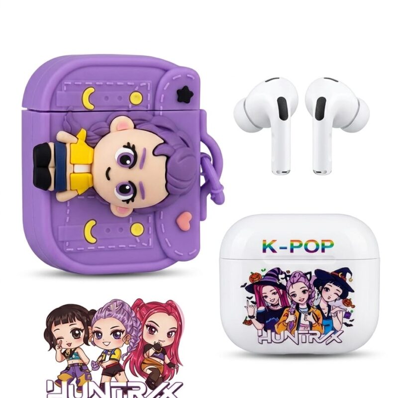 [AH-A34] Audífonos Inalámbricos Bluetooth AH-A34 K-Pop Morado con Estuche Protector y Funda Decorativa