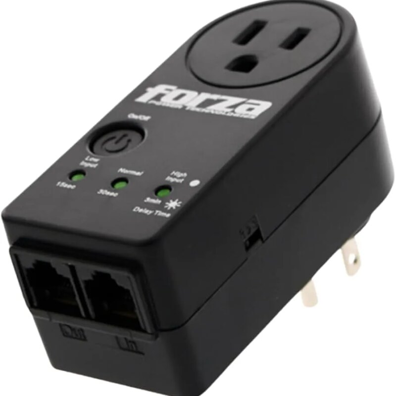 [UR100FOR17] Forza Surge Zion 2K10 - Supresor de sobrevoltaje - 110V US - 1 RJ45 - 1 Salida - Rango de Voltaje 90-140 VAC - Proteccion de Picos IMAX 18000A - Color Negro