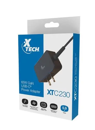 [ODOO-4461] Xtech - 65W GaN USB-C Power adapter - voltage 110/240VCA