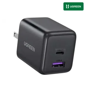 Adaptador y Cargador GaN Rápido UGREEN 30W Dual USB-C y USB-A