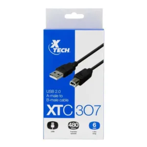 Cable USB 2.0 Impresora Macho B -Macho M XTECH 6 pies XTC-307