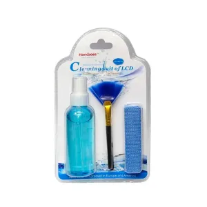 Kit de Limpieza para Pantallas y Pantallas LCD Handboss 3 en 1- Incluye Spray, Brocha y Paño Microfibra