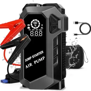 Arrancador de Batería para Auto 12V con Compresor de Aire 150 PSI y Power Bank 4 en 1