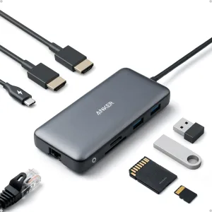 Hub USB-C Anker PowerExpand 8 en 1 con Transferencia de 10Gbps, Carga PD y HDMI para Laptop