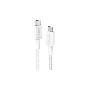 Anker 322 Cable USB C to USB C, 60w, 1.8 metros, Trenzado, White- Blanco, Fast Charging, Tablets Phones, Laptos, AK7