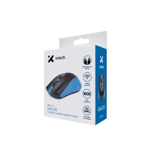 Xtech Mouse Wireless2.4 GHz 4-Button 1600 DPI, BlueXTM-310