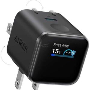 Cargador Rápido Anker Nano 45W con Pantalla Digital y Enchufe Plegable 180°, Nano Black