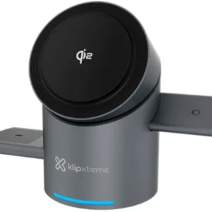 Cargador Inalámbrico KlipXtreme PowerDesk Spin 3 en 1 Qi2 15W