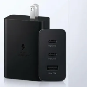 ADAPTADOR DE 65WATTS USB-C X 2/USB-A 65W/25W/15W PD BLACK SAMSUNG