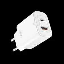 XO L149 Cargador PD 30W de Doble Puerto USB C y USB - Blanco