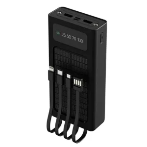 Xtech Solar Power Bank with built-in charging cables 20000 mAh